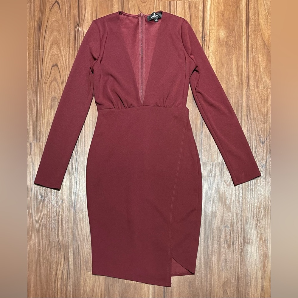 New Lulus Maroon V-Neck Asymmetrical Casual Summer Dress - S
